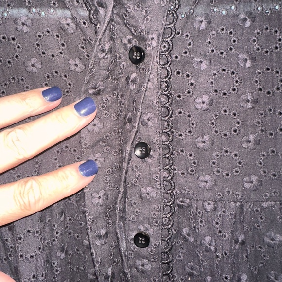 Black Eyelet Long Sleeve Dress - Picture 4 of 6